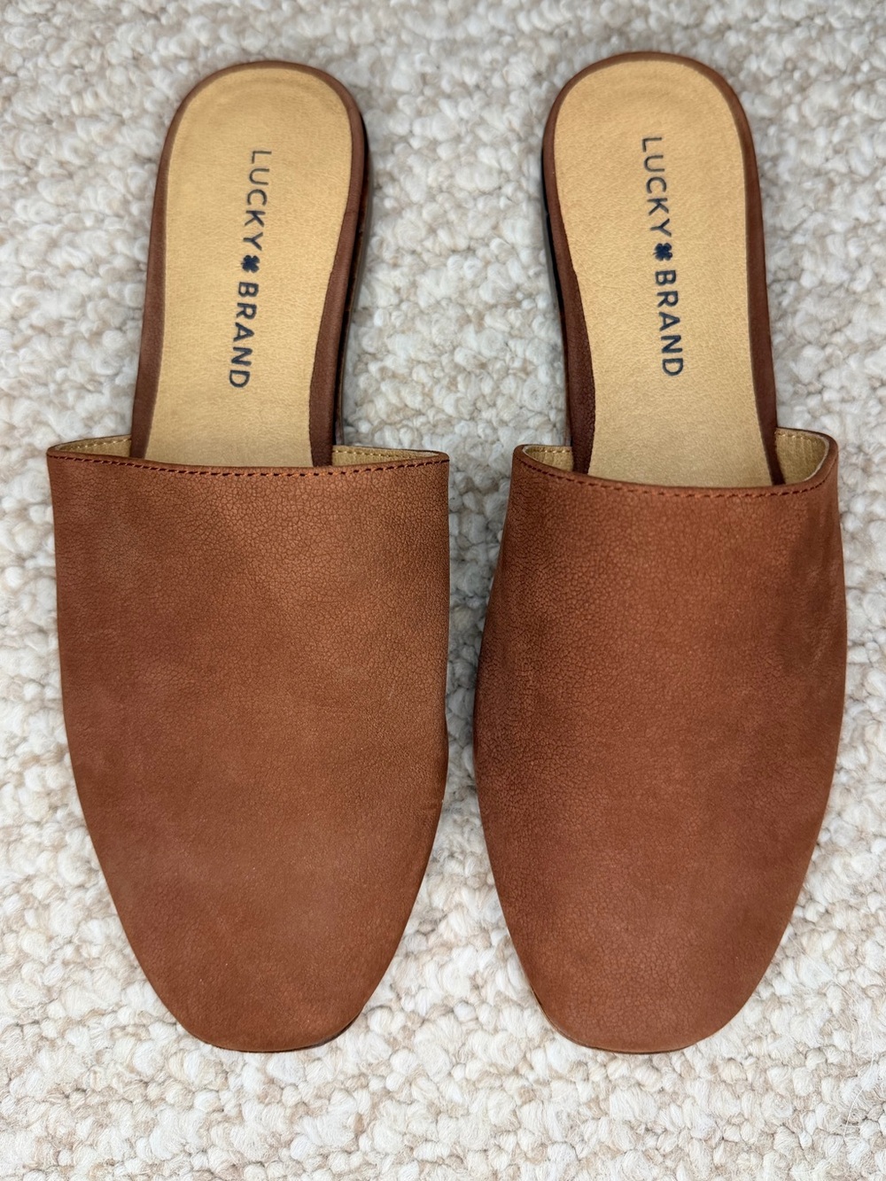 Lucky Brand Acasia Brown Suede Square Toe Flat Mule Slides 6.5 - Picture 5 of 5